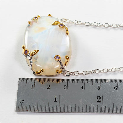 925 Sterling Silver Moonstone Necklace, additional angle