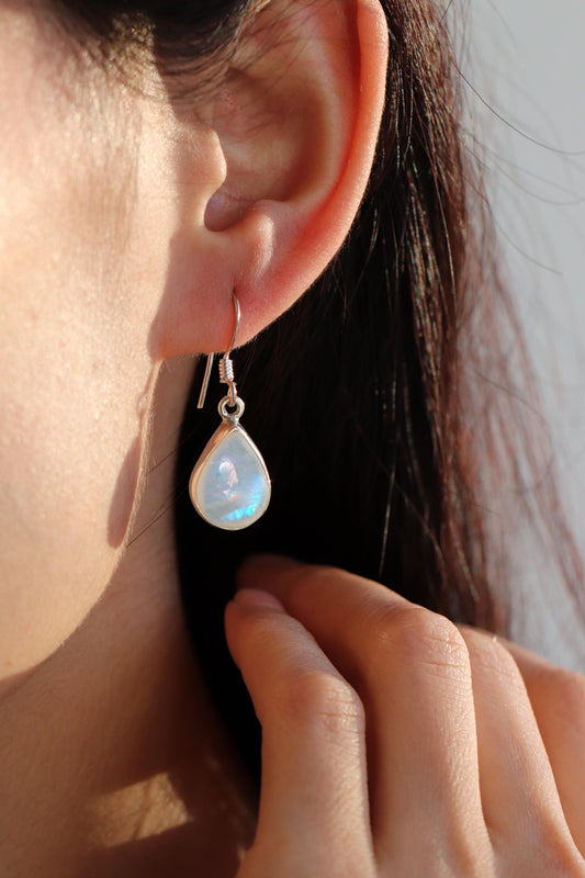 925 Sterling Silver Moonstone Earrings, alternate angle