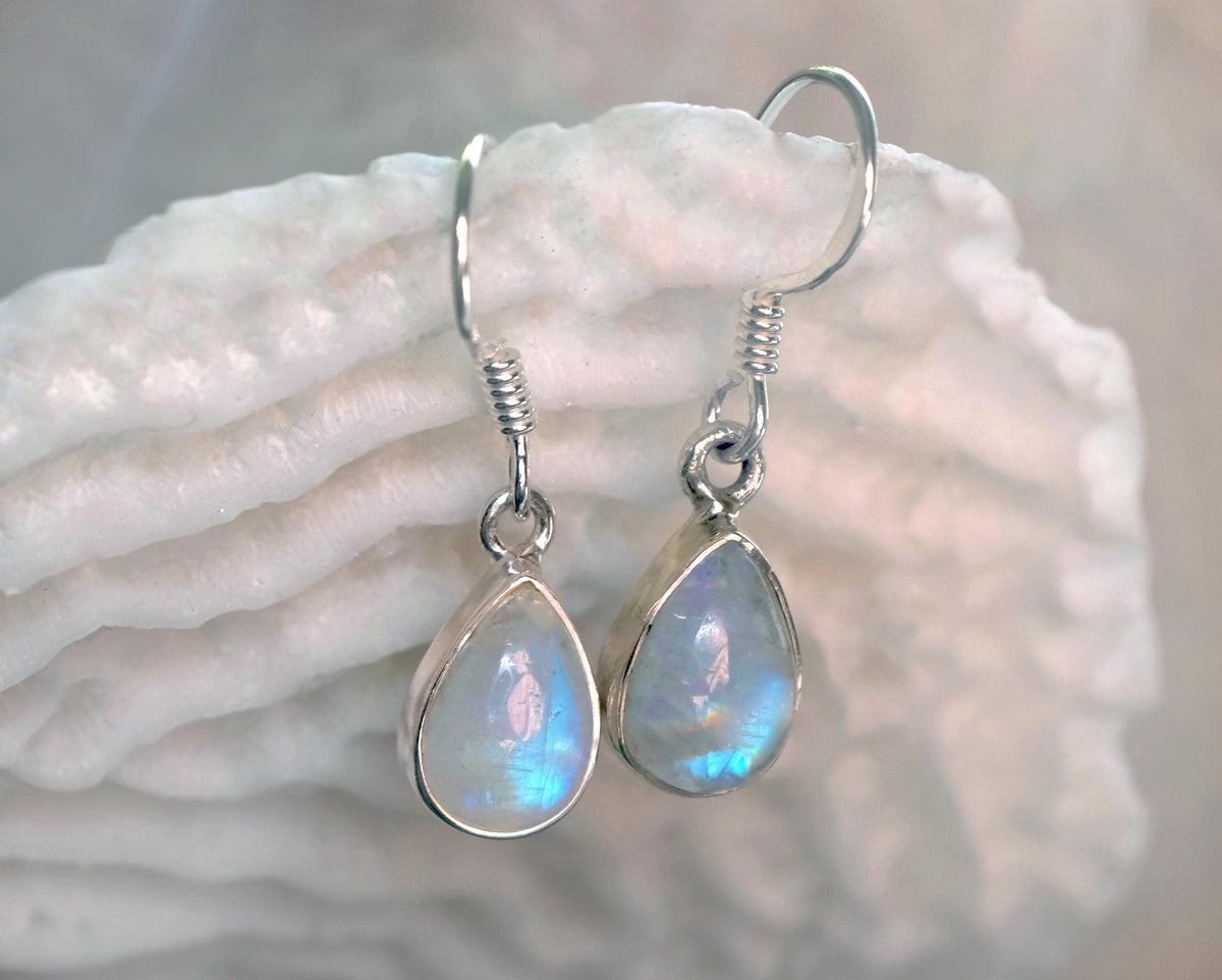 925 Sterling Silver Moonstone Earrings, worn view