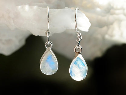 925 Sterling Silver Moonstone Earrings, side angle