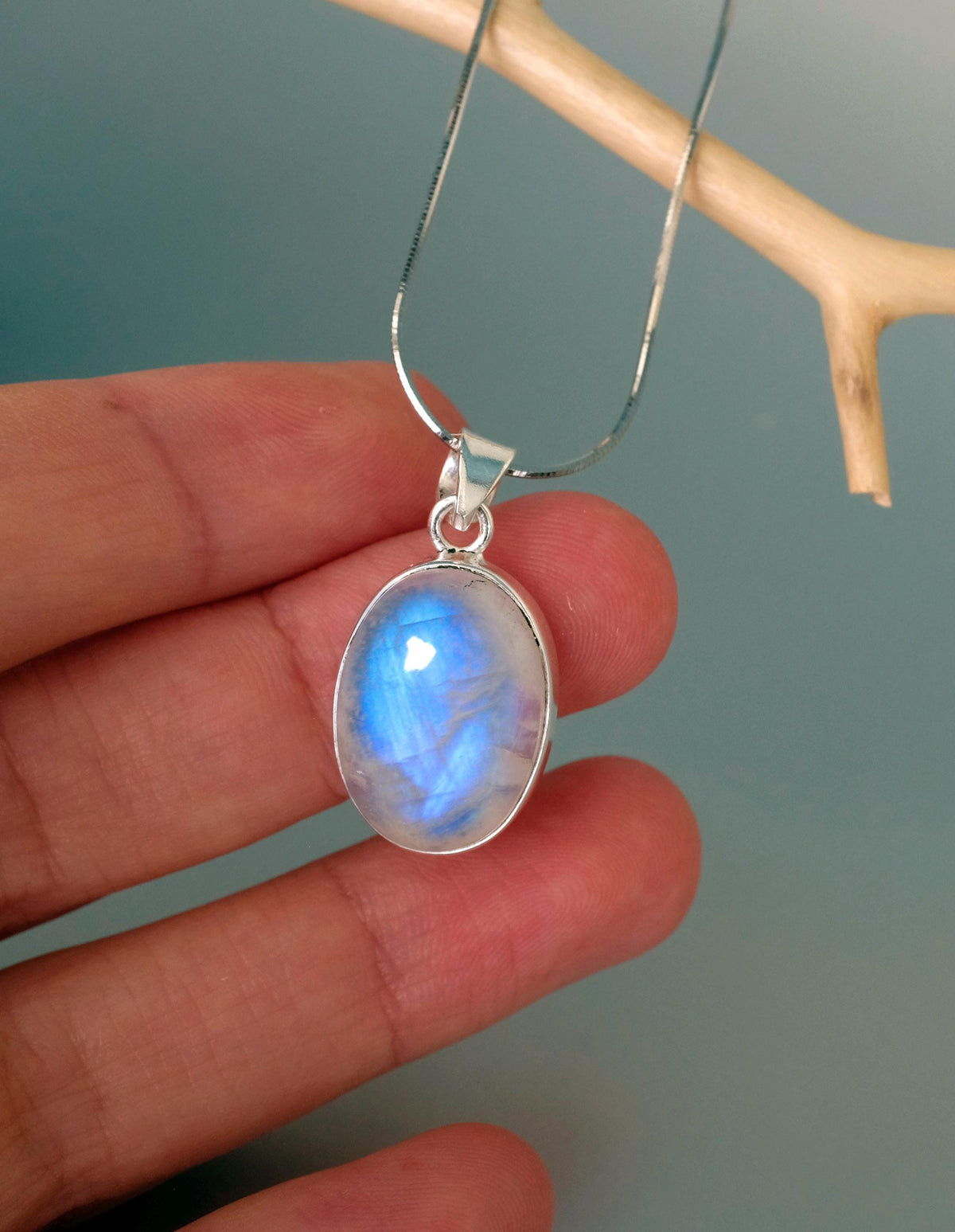 925 Sterling Silver Moonstone Necklace, layered look
