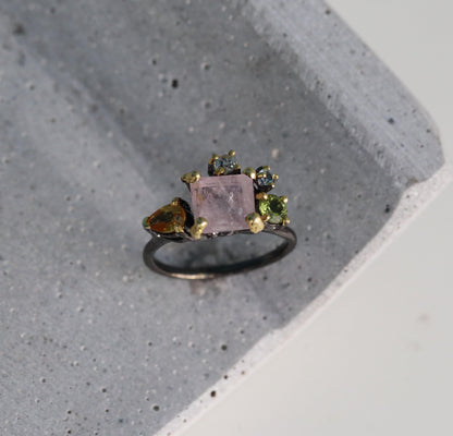 925 Sterling Silver Morganite Cluster Ring, side view, image 13