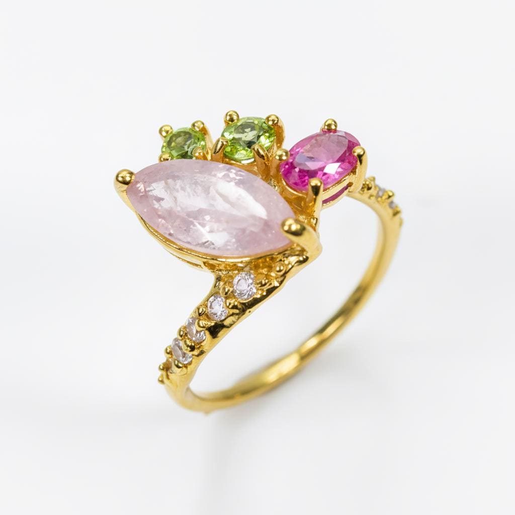 925 Sterling Silver Morganite Ring, texture close-up