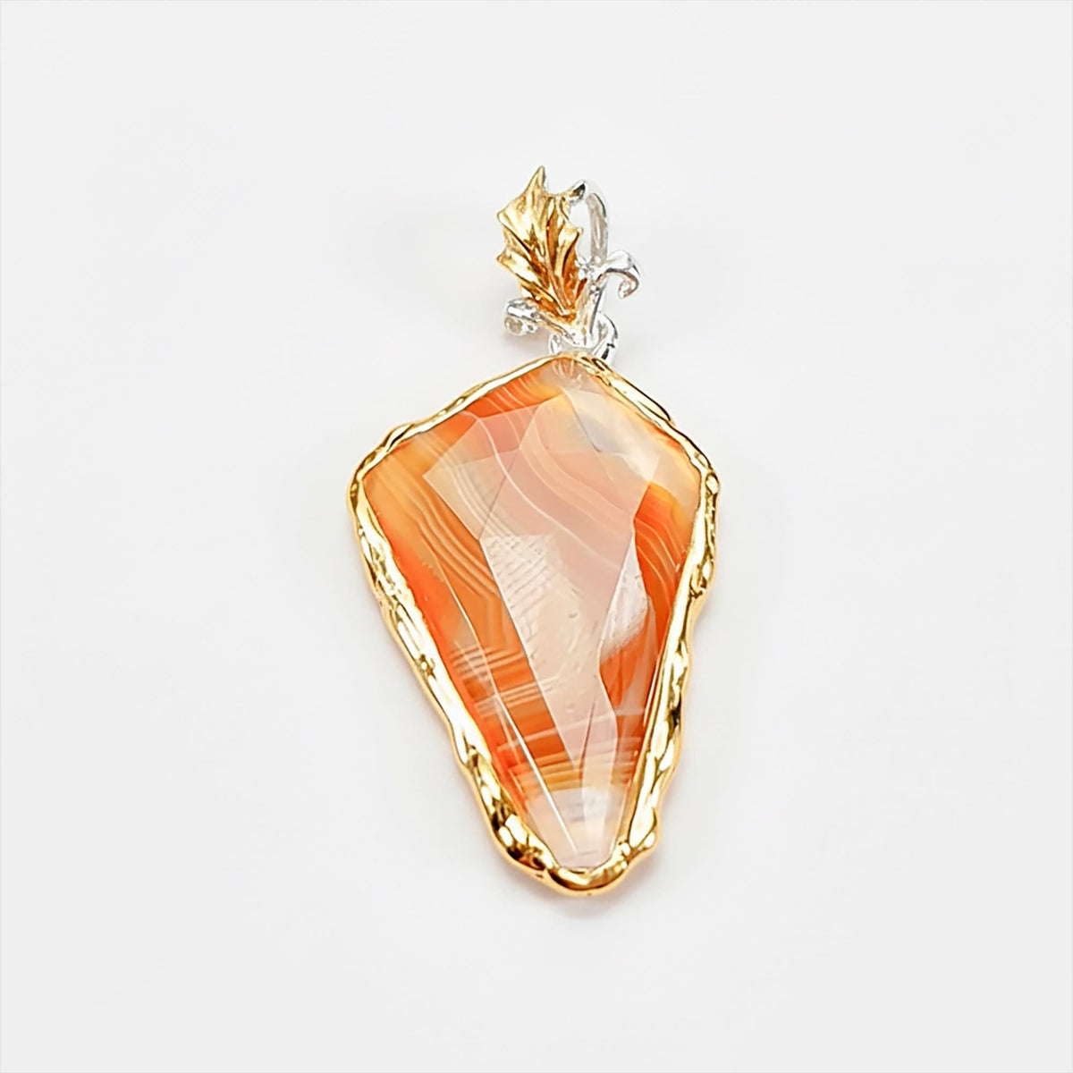 925 Sterling Silver Orange Agate Necklace, additional angle
