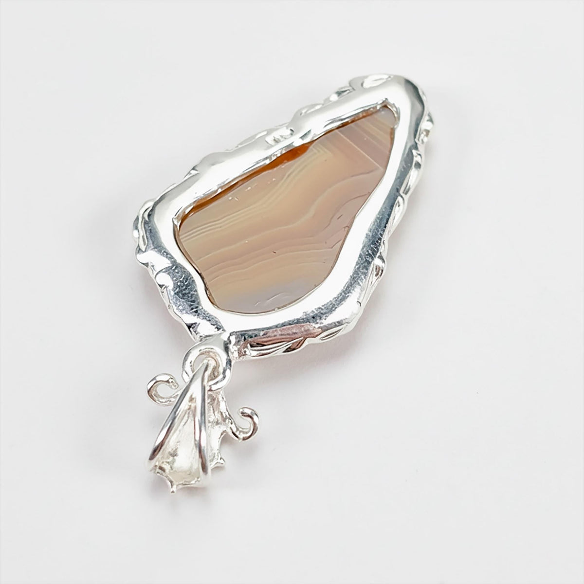 925 Sterling Silver Orange Agate Necklace, chain detail