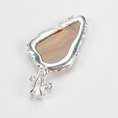 925 Sterling Silver Orange Agate Necklace, chain detail