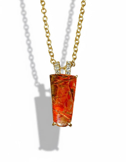 925 Sterling Silver Orange Ammolite Necklace, main product image