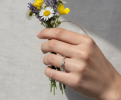 925 Sterling Silver Organic Nature Band, close-up detail