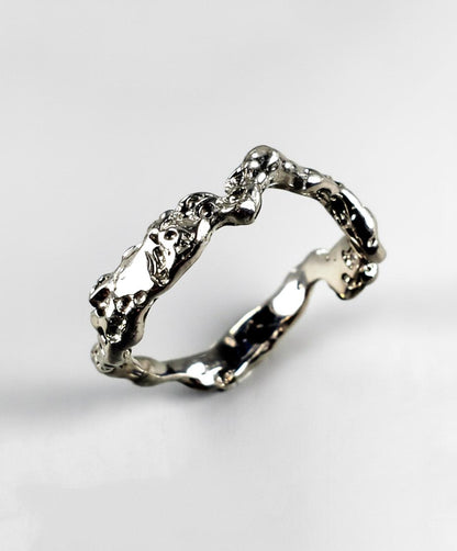 925 Sterling Silver Organic Nature Band, setting detail