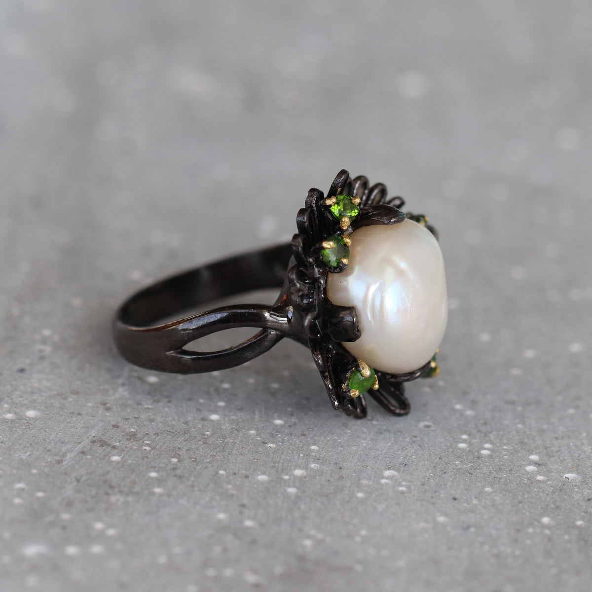 925 Sterling Silver Pearl Flower Ring, setting detail, image 15
