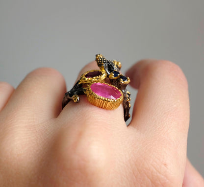 925 Sterling Silver Ruby Ring, side view