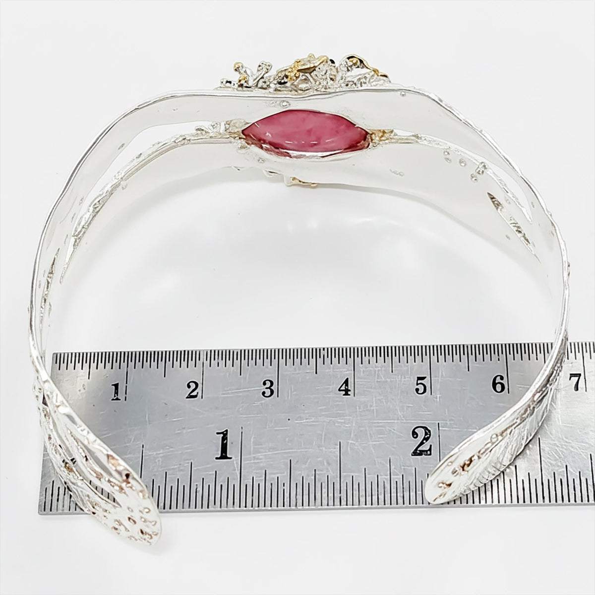 925 Sterling Silver Pink Ruby Bracelet, clasp detail