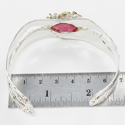 925 Sterling Silver Pink Ruby Bracelet, clasp detail
