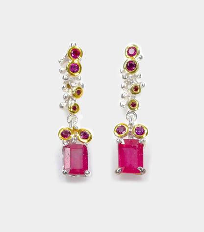 925 Sterling Silver Pink Ruby Earrings, side angle