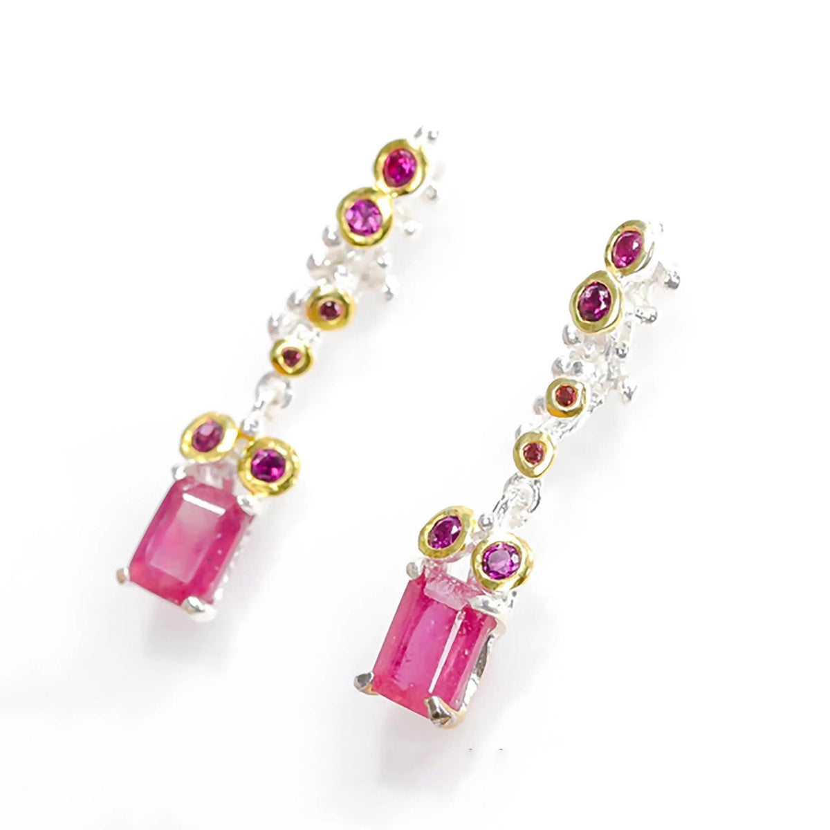 925 Sterling Silver Pink Ruby Earrings, additional angle