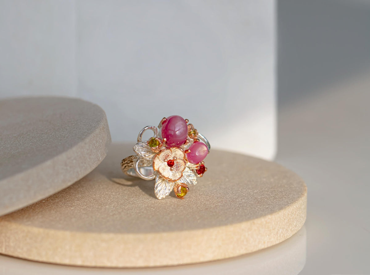 925 Sterling Silver Pink Ruby Ring, additional angle