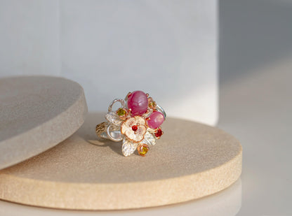 925 Sterling Silver Pink Ruby Ring, additional angle