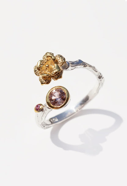 925 Sterling Silver Pink Tourmaline Ring, worn on hand