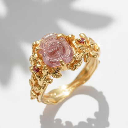 925 Sterling Silver Pink Tourmaline Ring, close-up detail