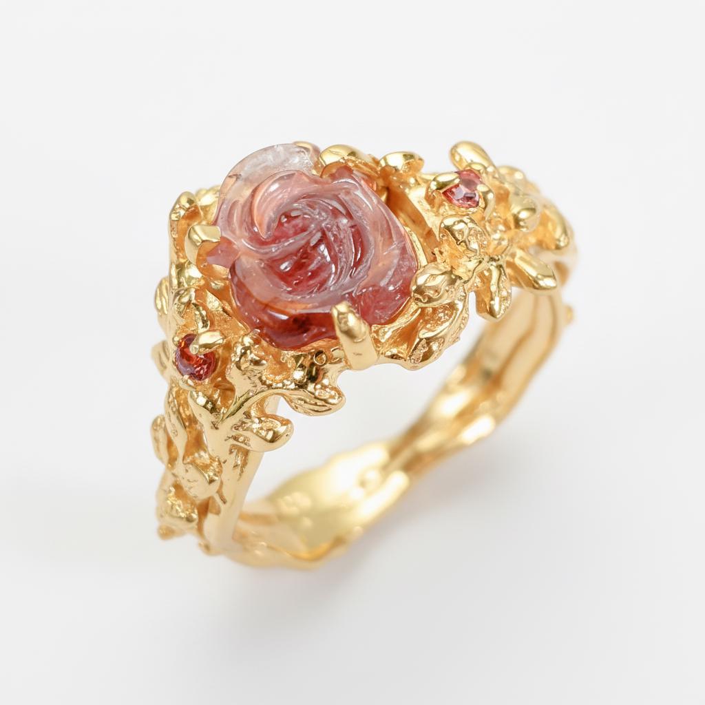 925 Sterling Silver Pink Tourmaline Ring, additional angle