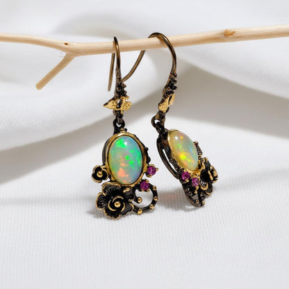 925 Sterling Silver Rainbow Opal Necklace, back clasp detail