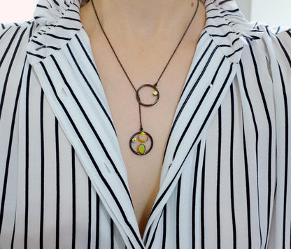925 Sterling Silver Rainbow Opal Necklace, texture close-up