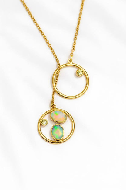 925 Sterling Silver Rainbow Opal Necklace, close-up detail, image 12