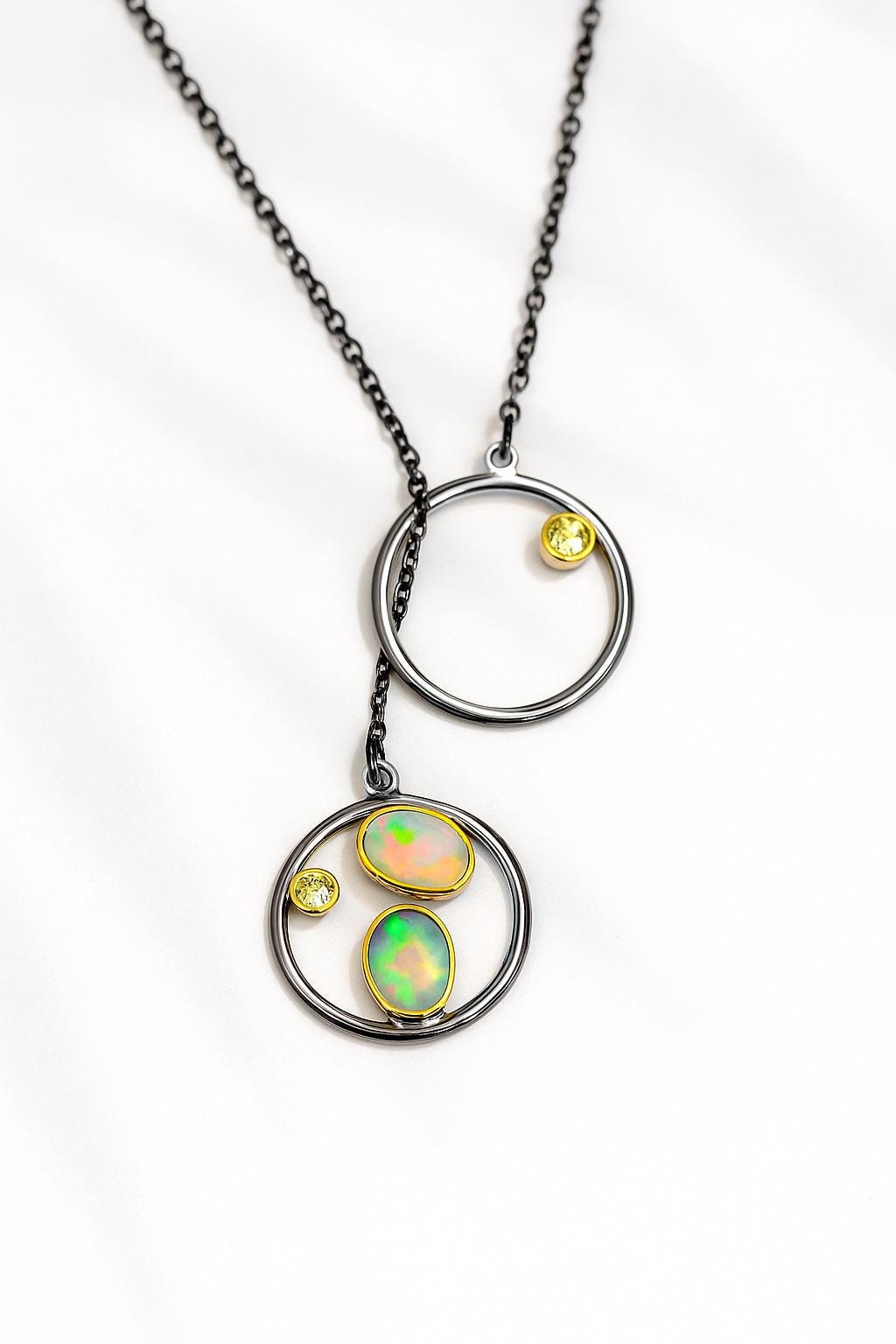 925 Sterling Silver Rainbow Opal Necklace, main product image