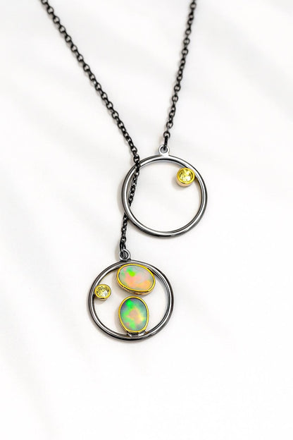925 Sterling Silver Rainbow Opal Necklace, main product image