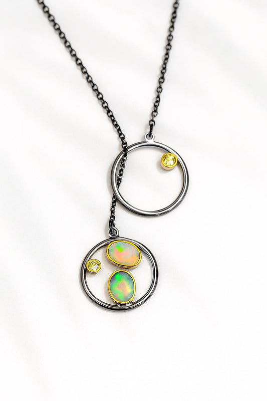 925 Sterling Silver Rainbow Opal Necklace, main product image