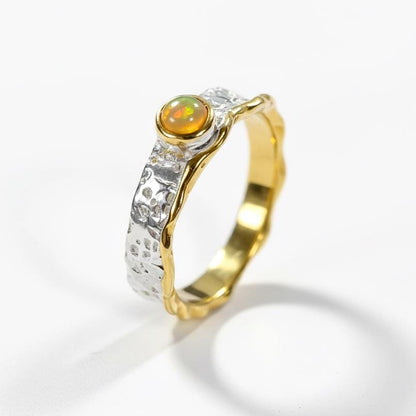925 Sterling Silver Rainbow Opal Ring, side view