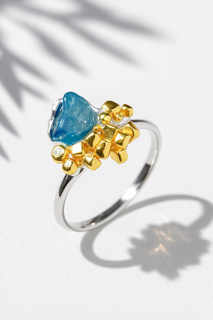 925 Sterling Silver Raw Apatite Ring, main product image