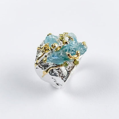925 Sterling Silver Raw Apatite Ring, additional angle