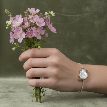 925 Sterling Silver Pearl Bracelet, link or setting detail