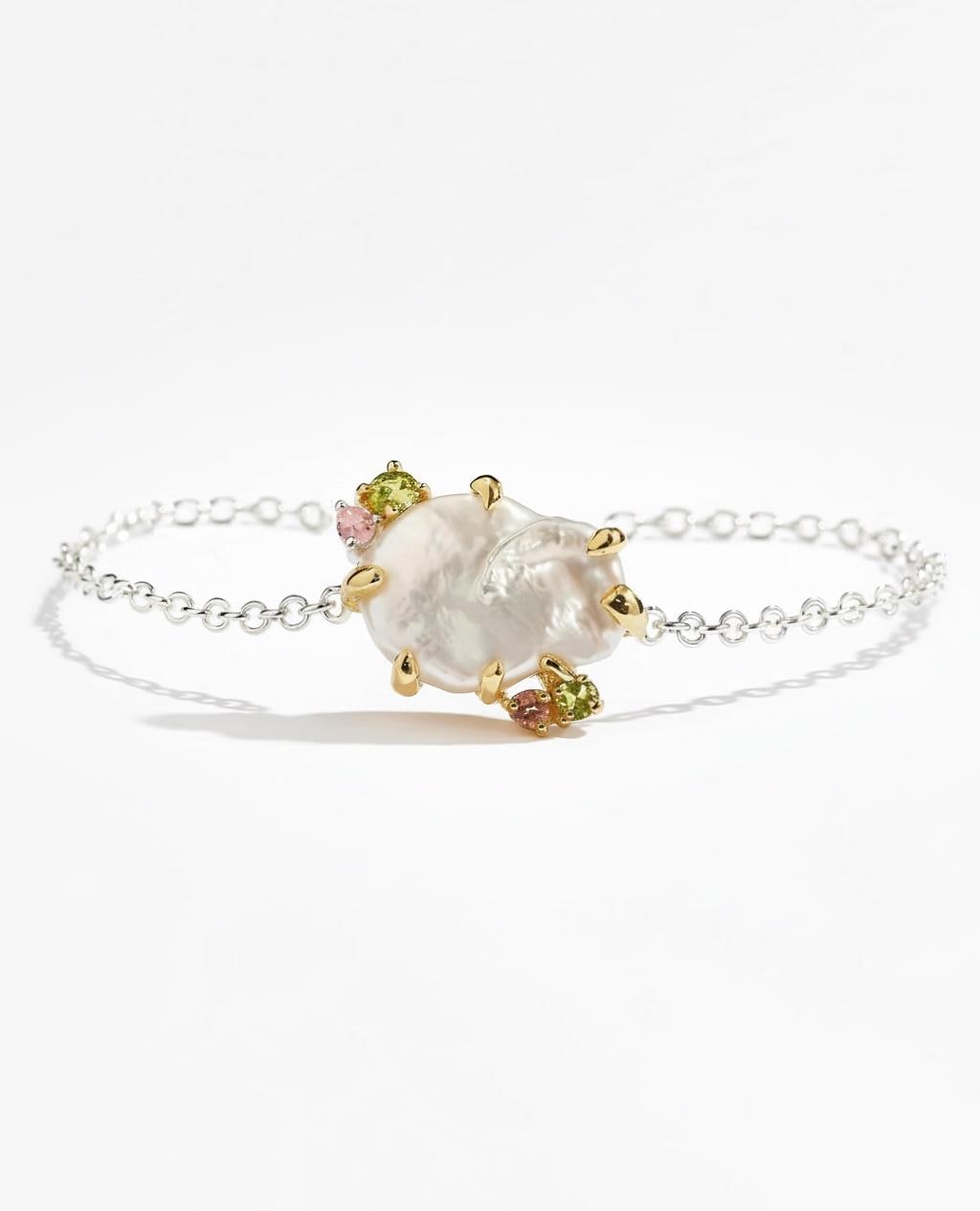 925 Sterling Silver Pearl Bracelet, main product image