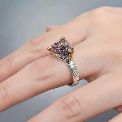 925 Sterling Silver Raw Bismuth Ring, side view