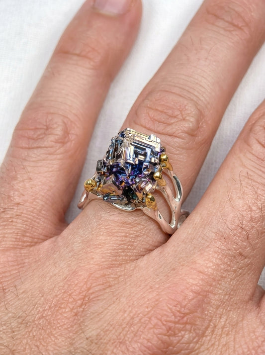 925 Sterling Silver Raw Bismuth Textured Ring