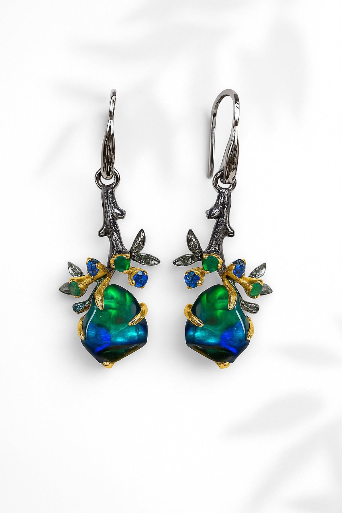 925 Sterling Silver Raw Black Opal Earrings, main product image
