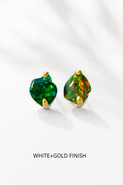 925 Sterling Silver Raw Black Opal Stud Earrings