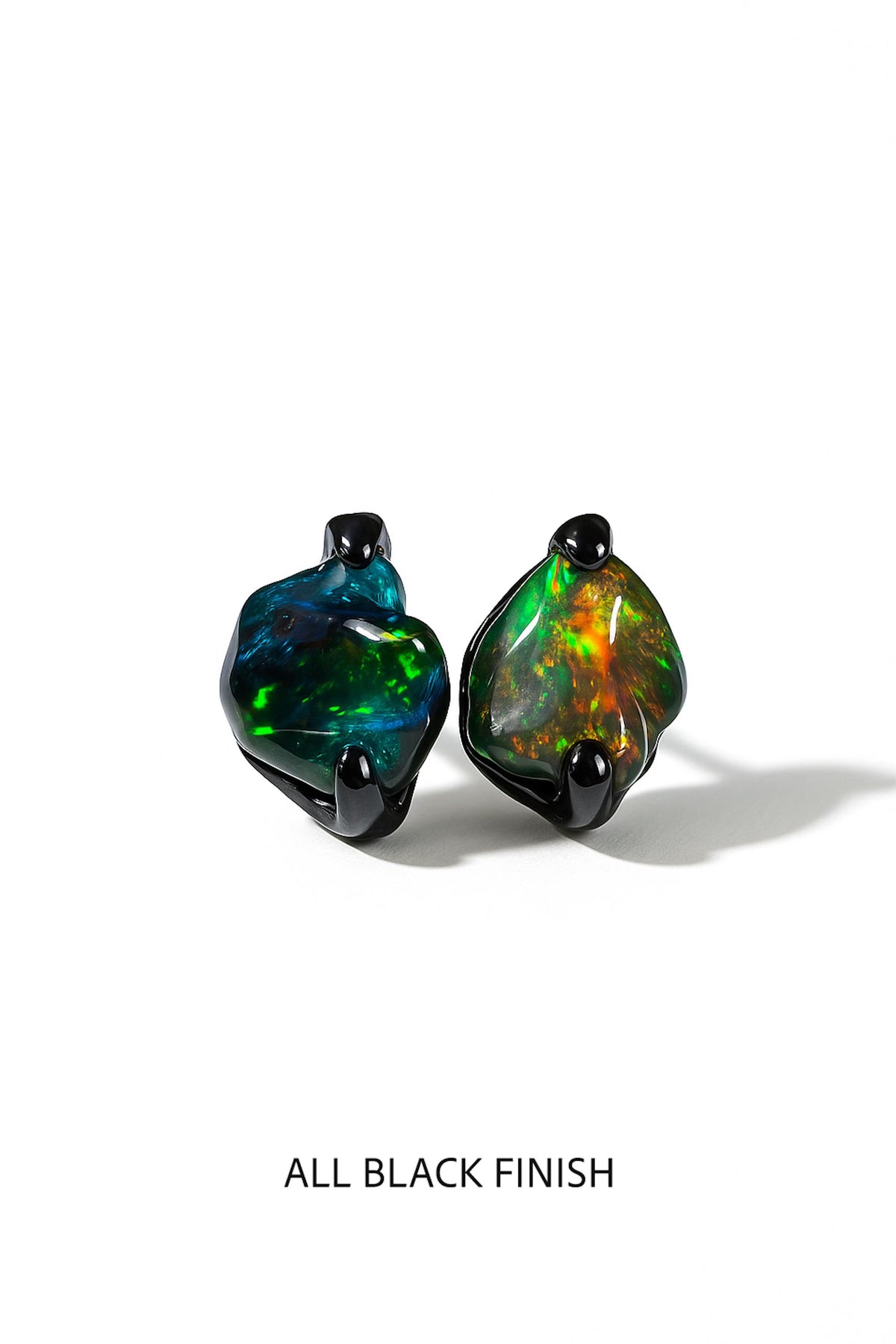 925 Sterling Silver Raw Black Opal Stud Earrings