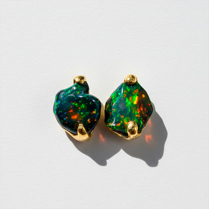 925 Sterling Silver Raw Black Opal Stud Earrings, main product image