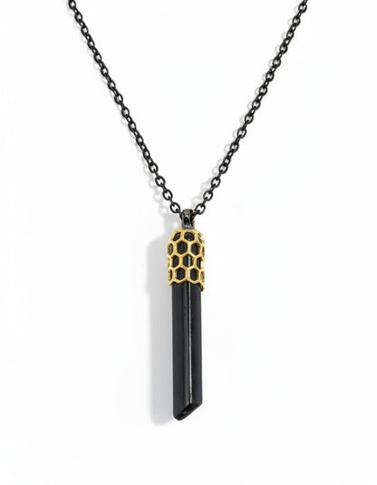 925 Sterling Silver Raw Black Tourmaline Necklace, additional angle