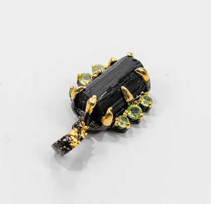 925 Sterling Silver Raw Black Tourmaline Necklace, back clasp detail