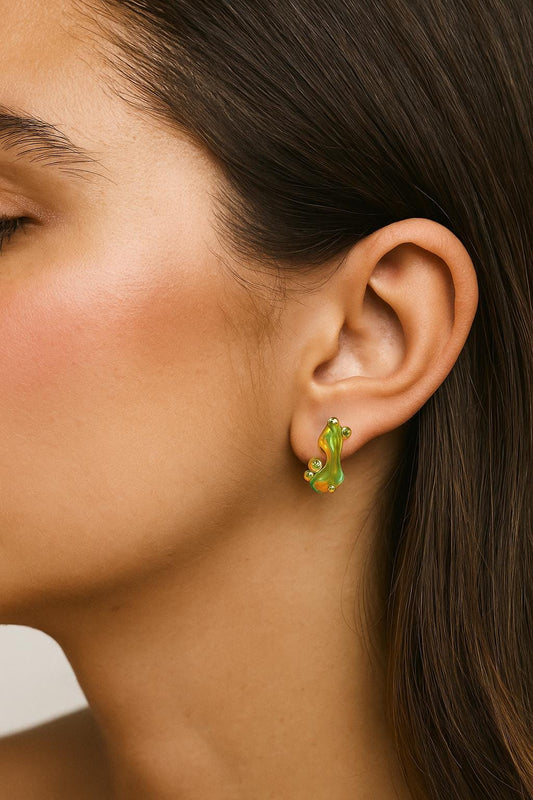 925 Sterling Silver Raw Fire Opal Stud Earrings, alternate angle