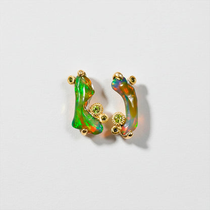 925 Sterling Silver Raw Fire Opal Stud Earrings, main product image