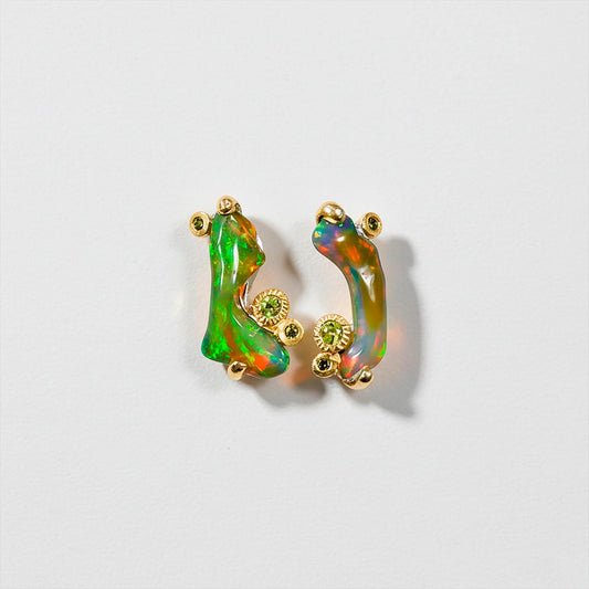 925 Sterling Silver Raw Fire Opal Stud Earrings, main product image