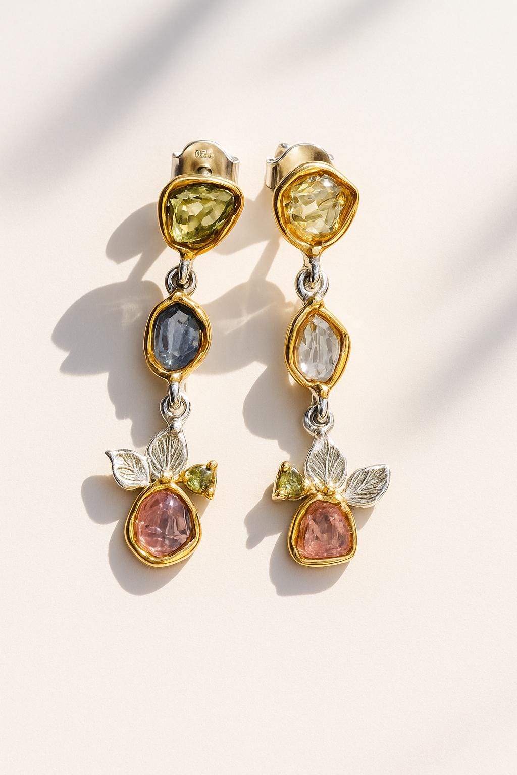 925 Sterling Silver Raw Gemstone Earrings, stone or metal detail