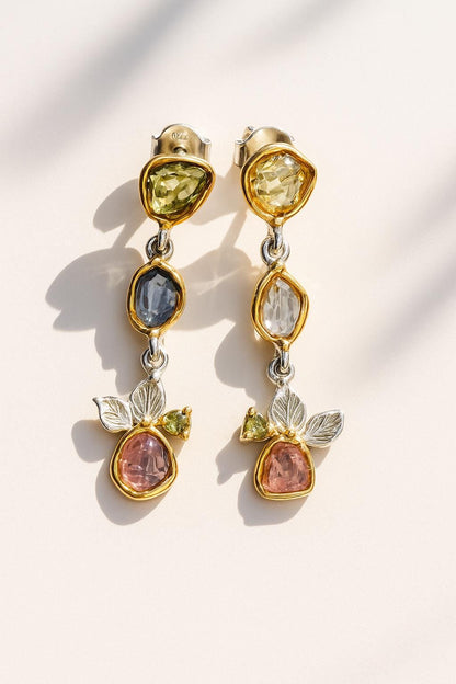 925 Sterling Silver Raw Gemstone Earrings, stone or metal detail