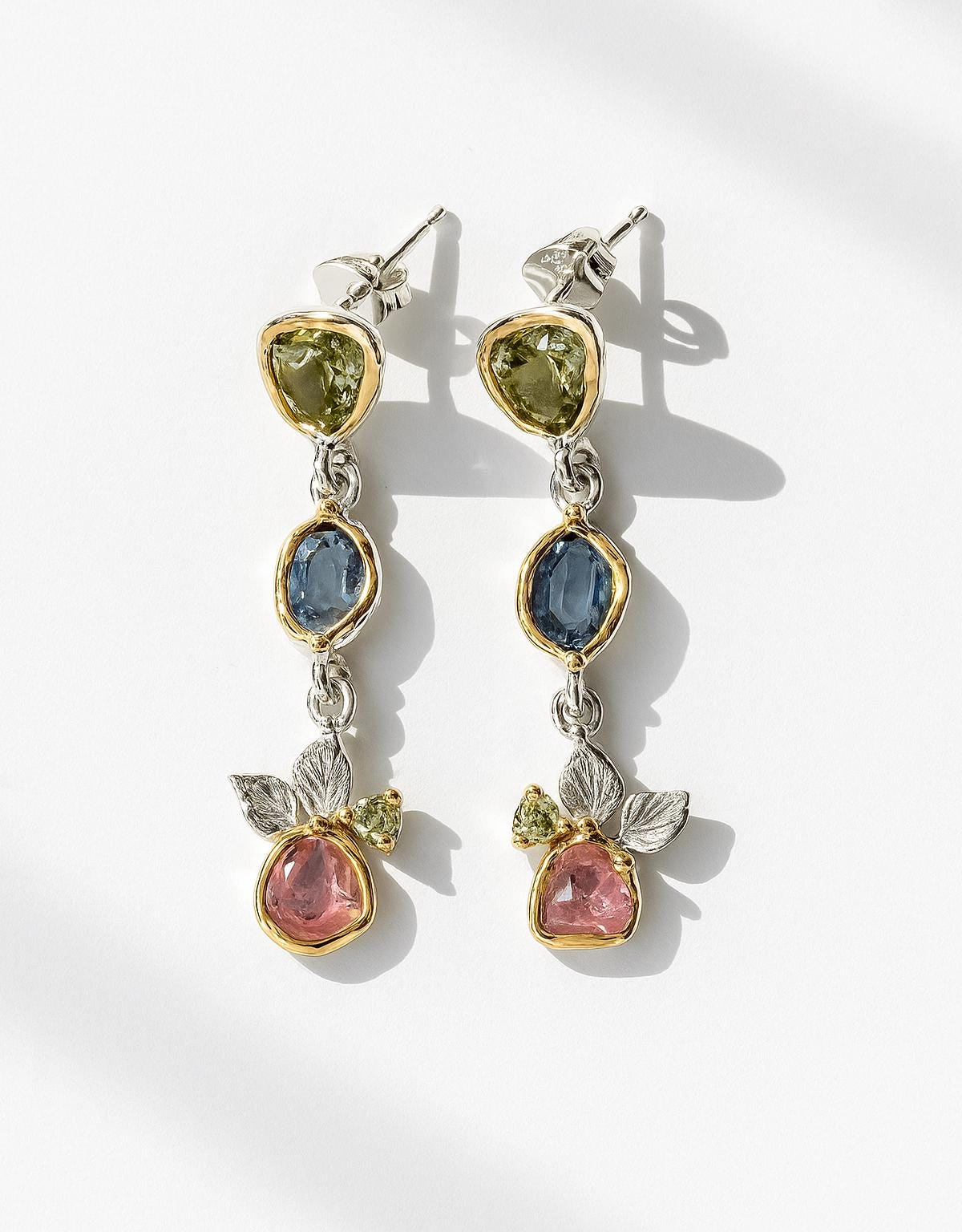 925 Sterling Silver Raw Gemstone Earrings, main product image