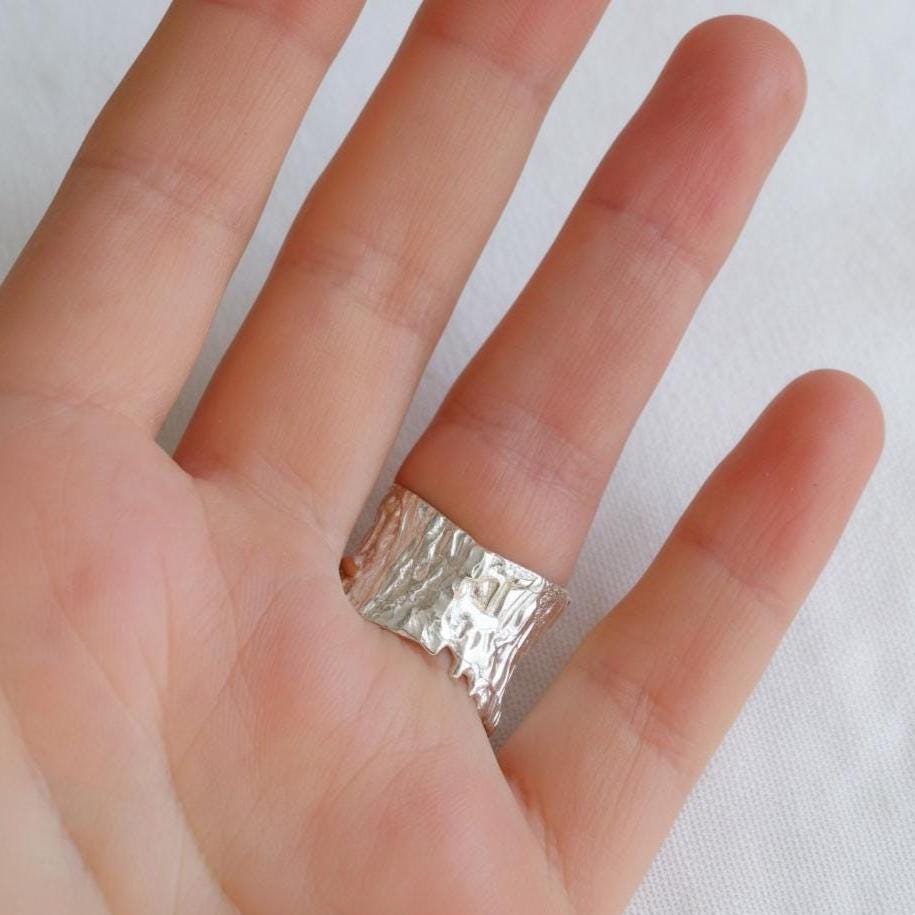 925 Sterling Silver Raw Green Tourmaline Ring, worn on hand
